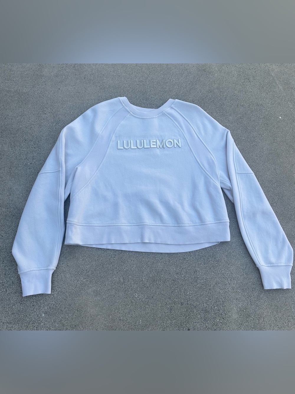 Lululemon Womens Scuba Oversized Pullover Wordmark Bone White Crewneck Size M/L